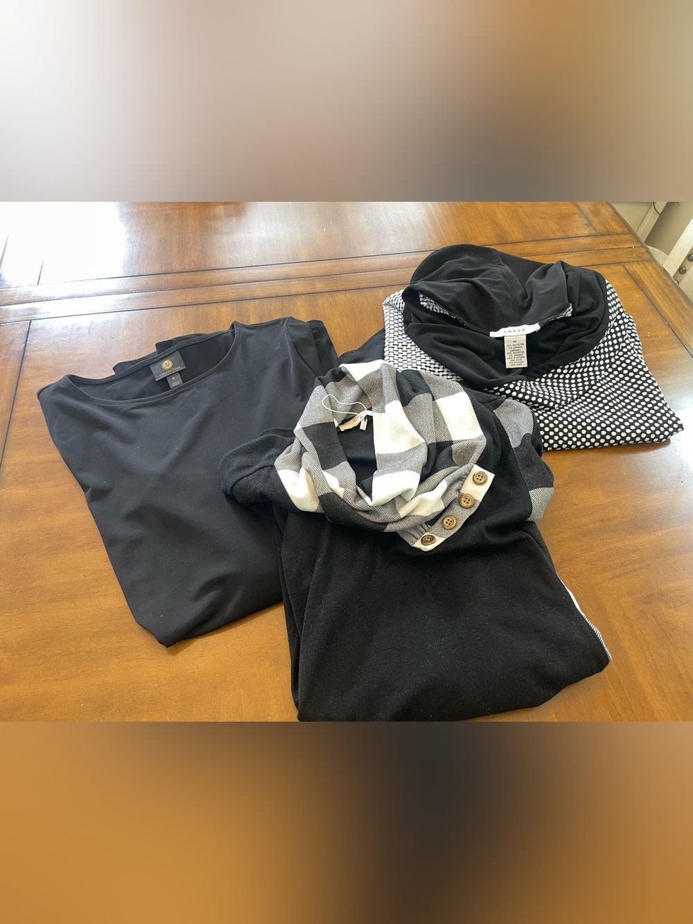 Collection of 3 Black and White Long Sleeve Unique Shirts
